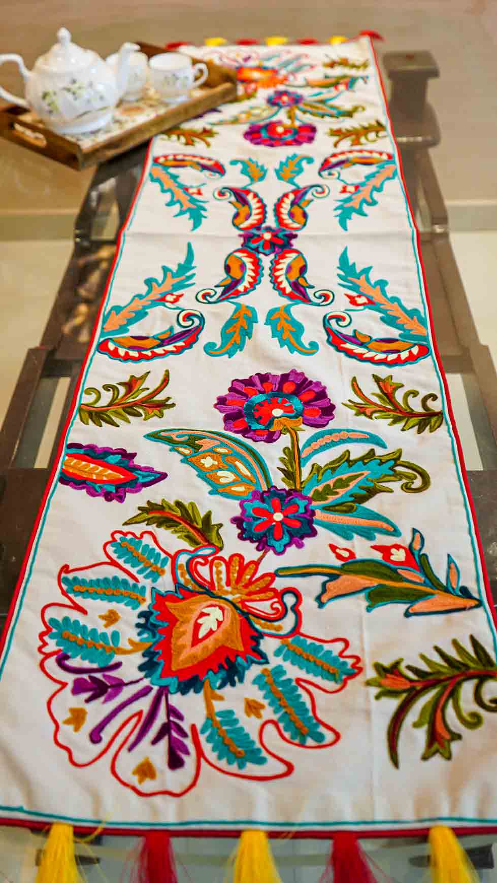 Handcrafted Suzani-Inspired Table Runner