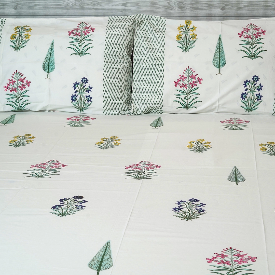 Mughal Floral King Size Bedsheet