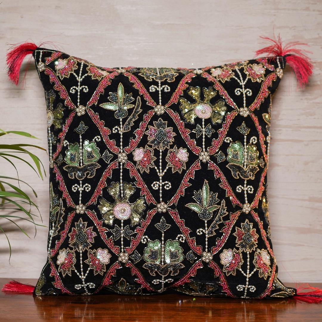 Regal Zardozi Bloom Cushion Cover