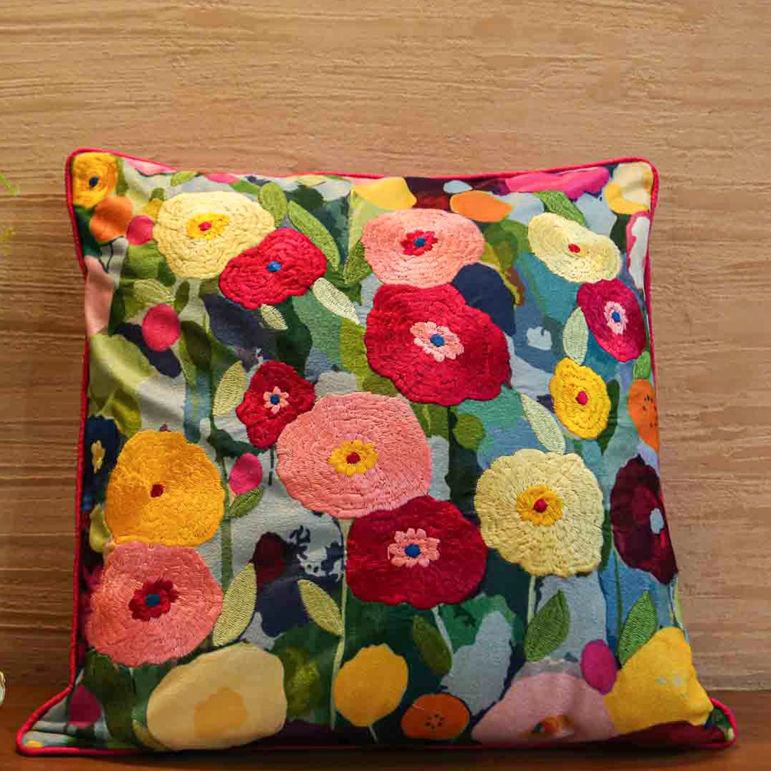 Multicolored Floral Cushion Cover