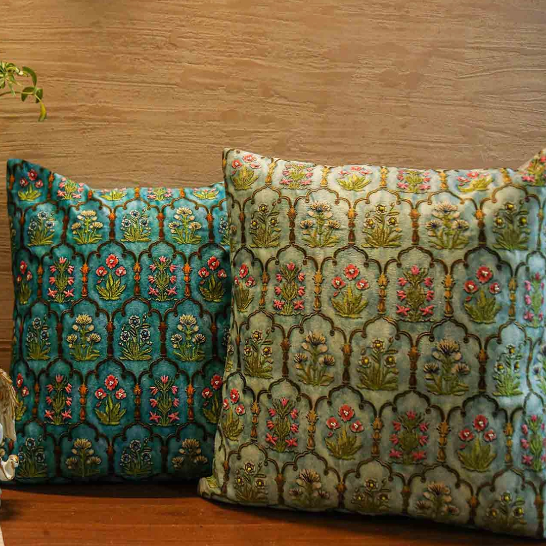 Ruh-e-Bagh Floral Cushion Covers Set of 2