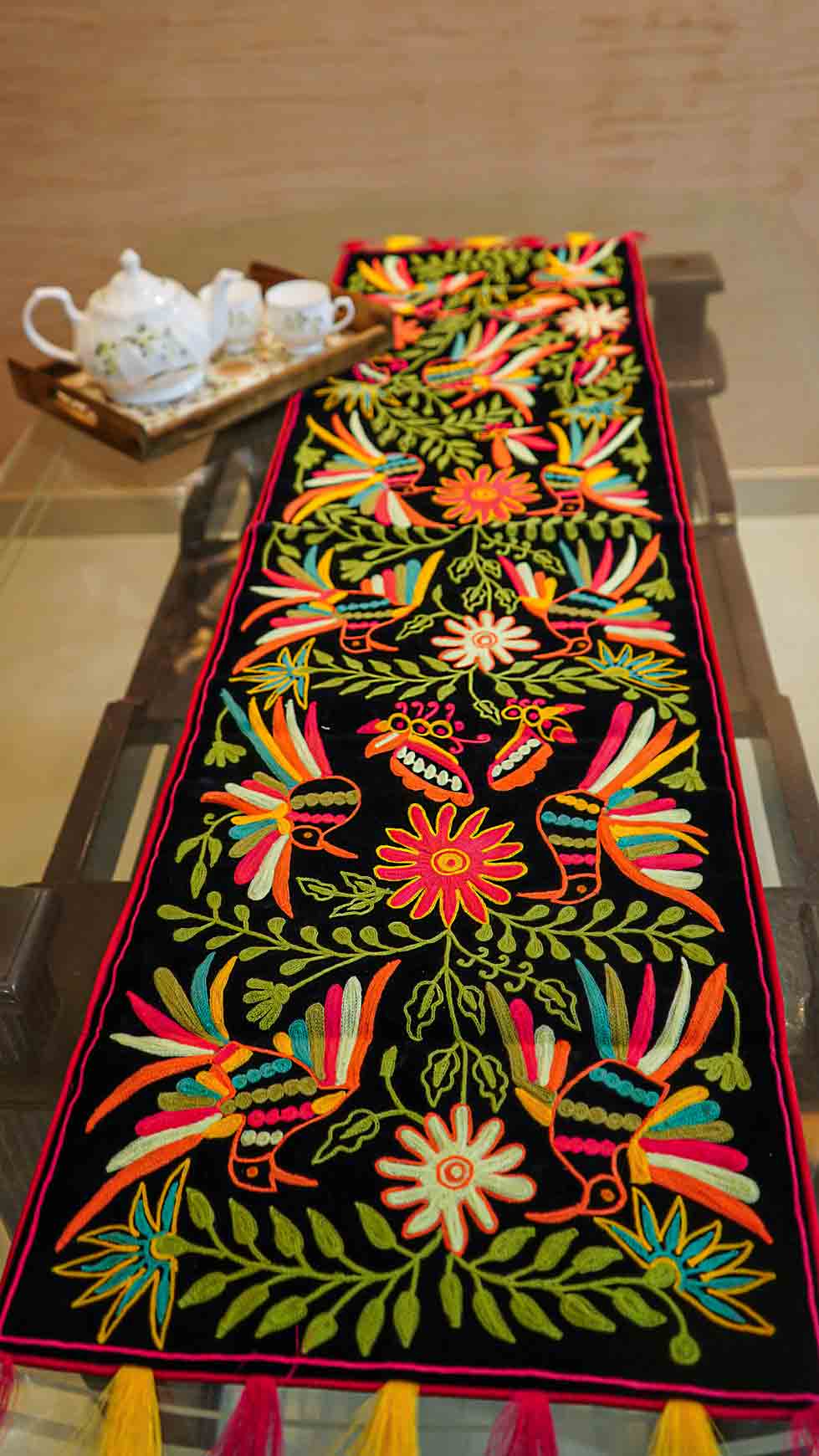 Handcrafted Birds Table Runner