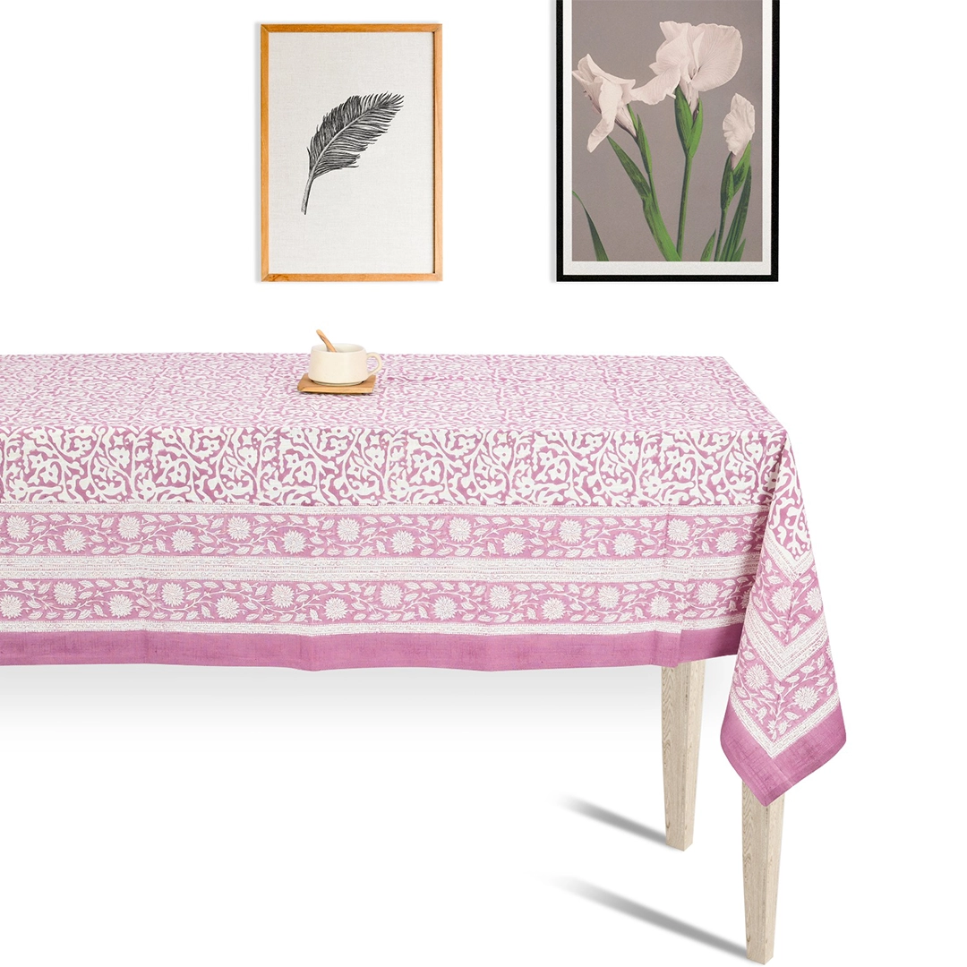 Lavender Bloom Handblock 4 Seater Dining Table Cover