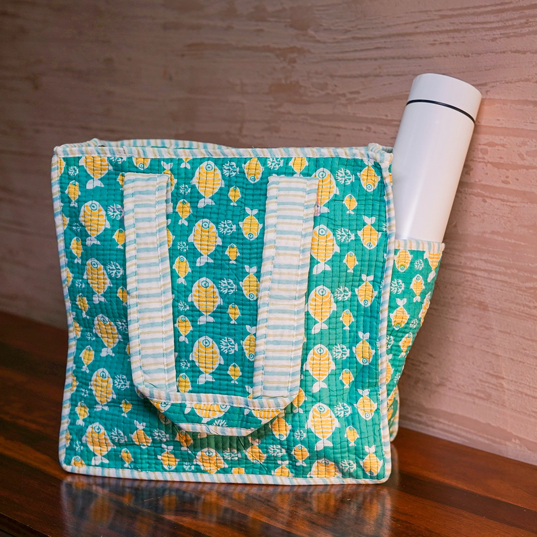 Fish Print Mini Tote Bag