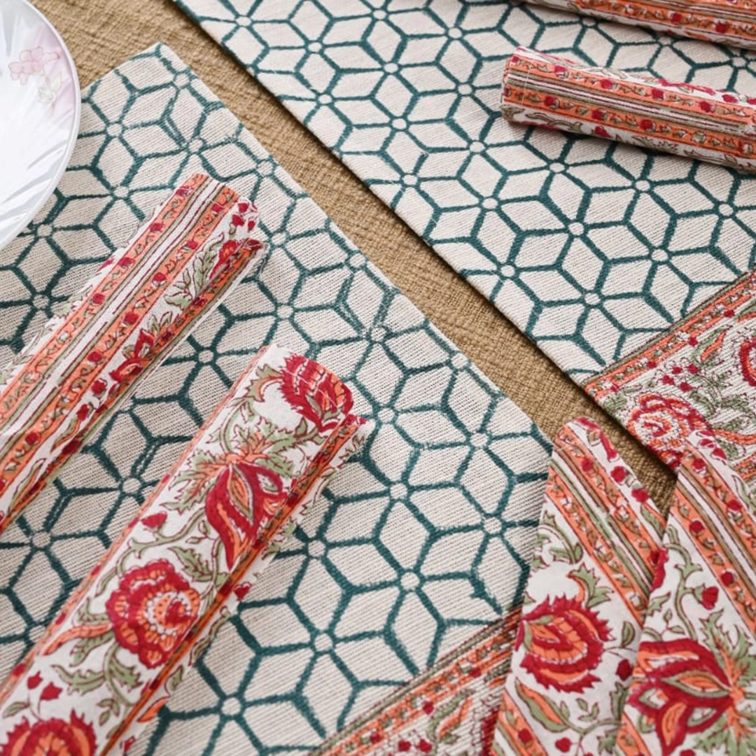 The Garden Bloom Table Mats and Napkins Set of 6