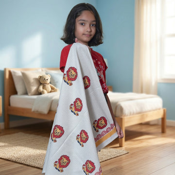 Lion Cub Cotton Kids Handblock Towel