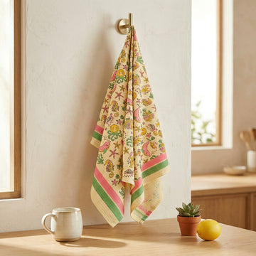 Seaside Handblock Waffle Cotton Kids Bath Towel