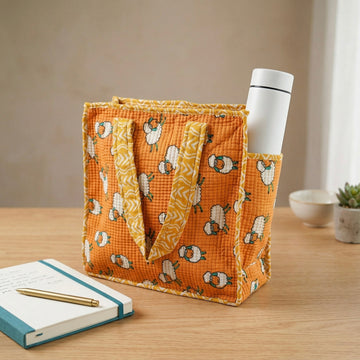 Sheepy Quilted Cotton Mini Tote Bag