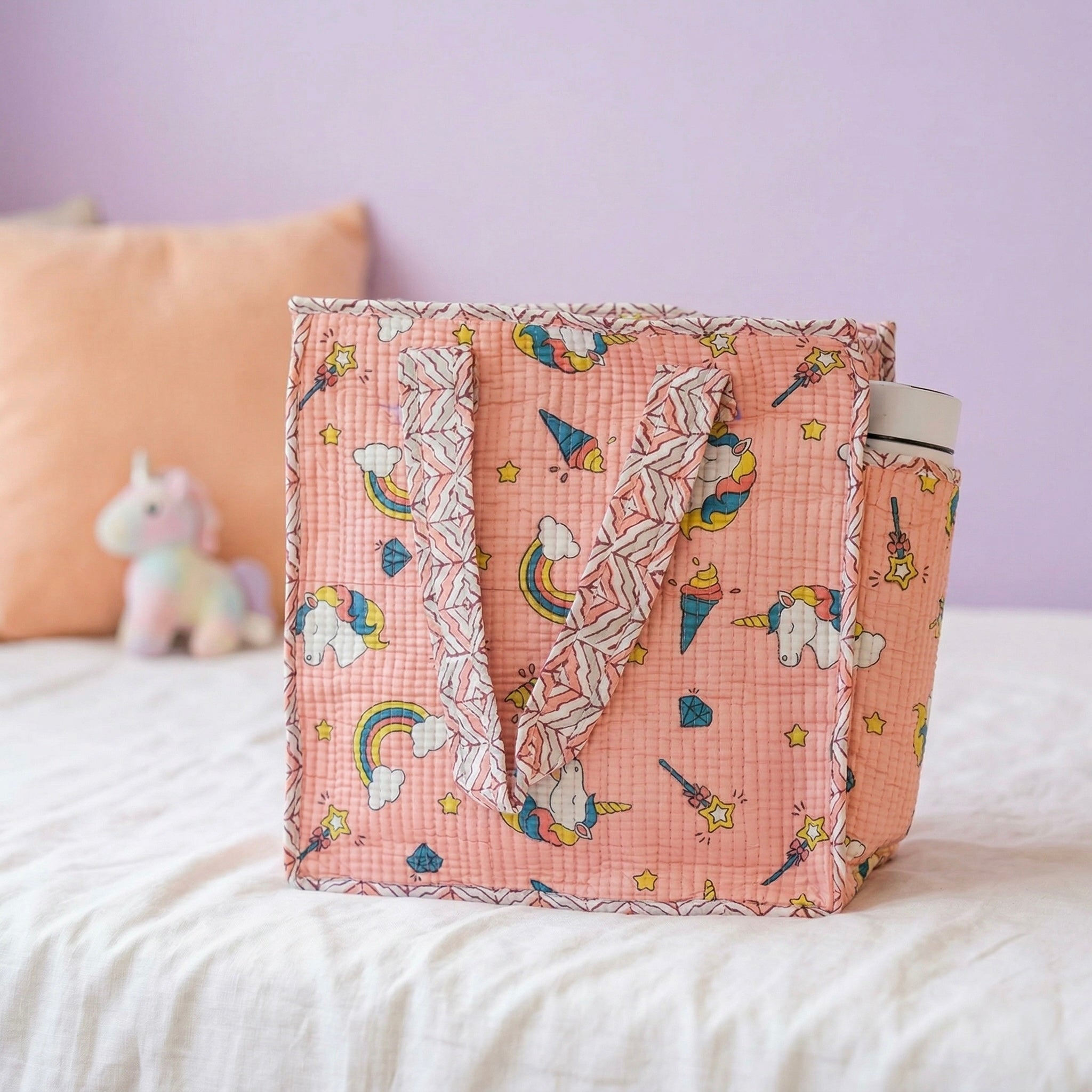 Unicorn Dream Quilted Cotton Mini Tote Bag