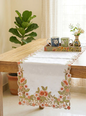 Pushp Lace Cutwork Satin Table Runner