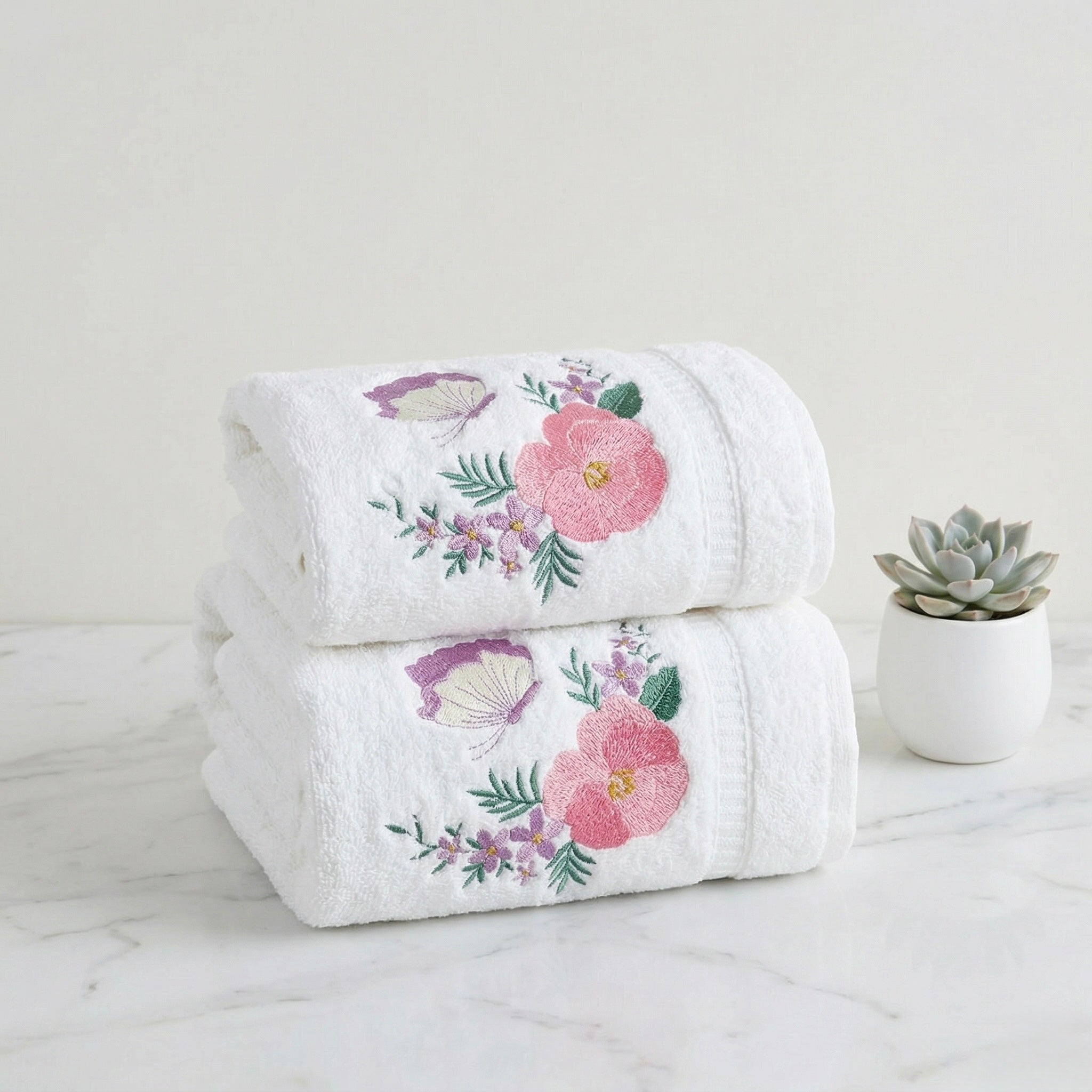 Pushp Vana Embroidered Cotton Hand Towel Set