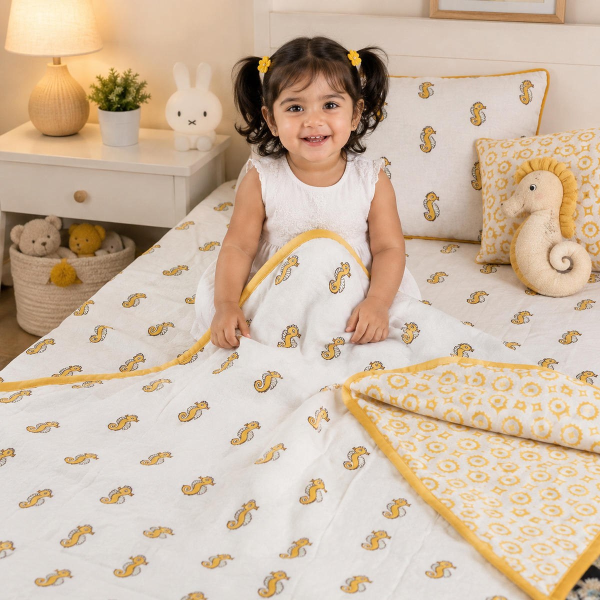 Pure Cotton Seahorse Print Baby Dohar