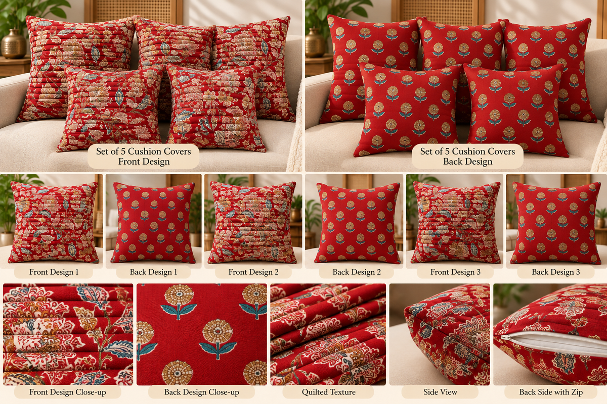 Handblock Printed Cushion Covers (Set of 5)