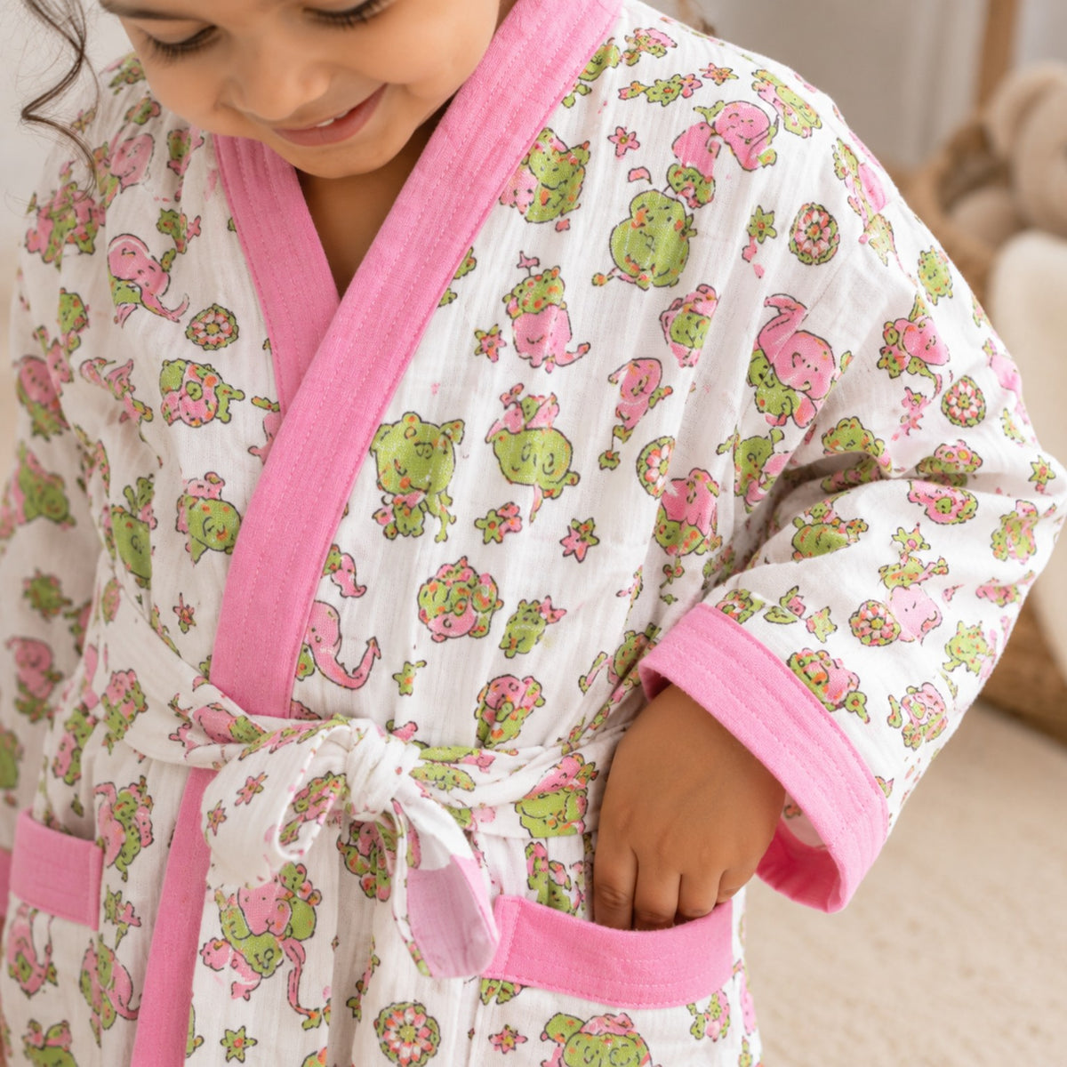 kids Printed Cotton Bathrobe (Ages 5–8 Years)