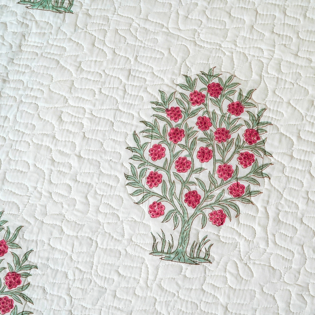 Gulbagh Blossom Quilted Cotton Bedcover Set