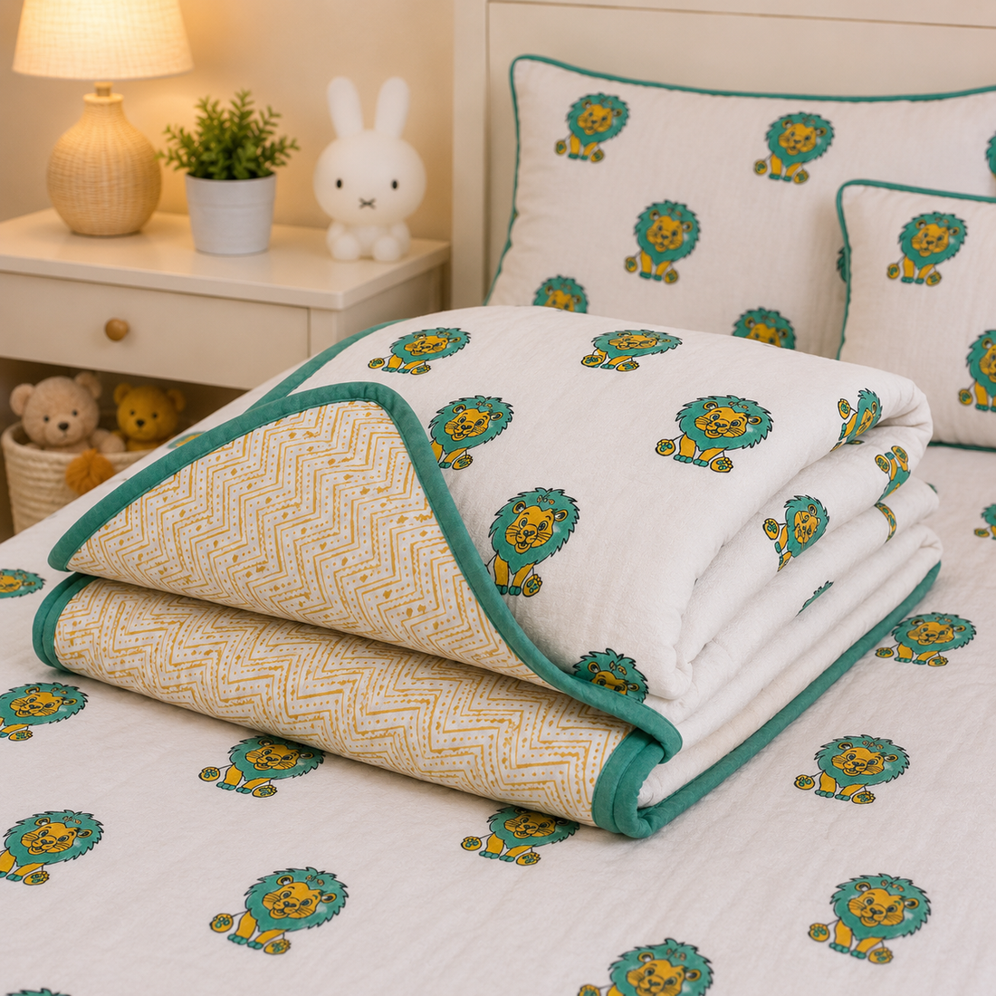 Pure Cotton Lion Print Baby Dohars
