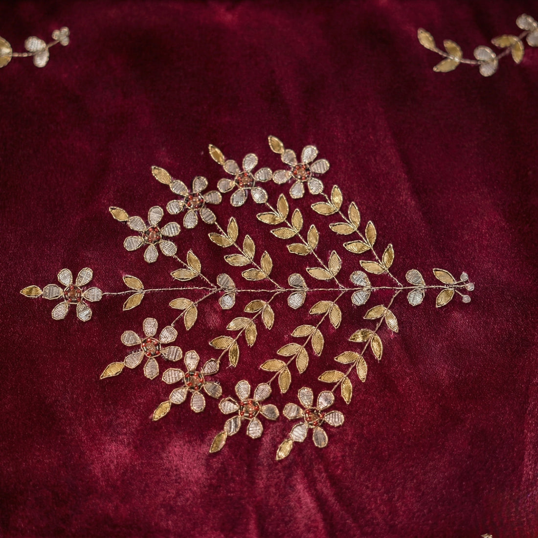 Zari Vriksha Embroidered Silk Table Runner