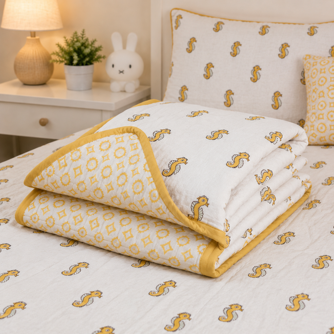 Pure Cotton Seahorse Print Baby Dohar