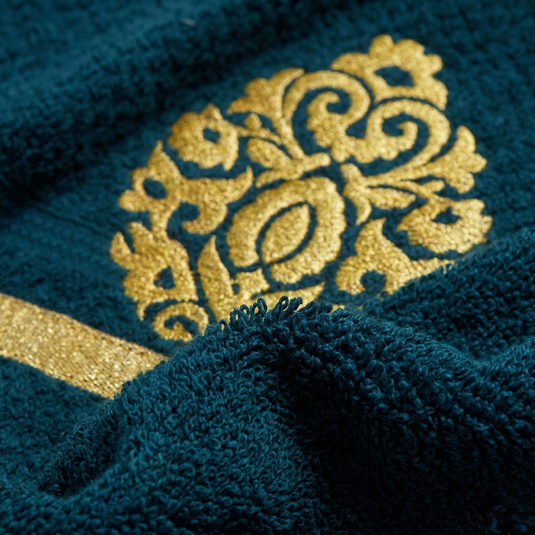 Rajvansh Gold Embroidered Cotton Hand Towel Set