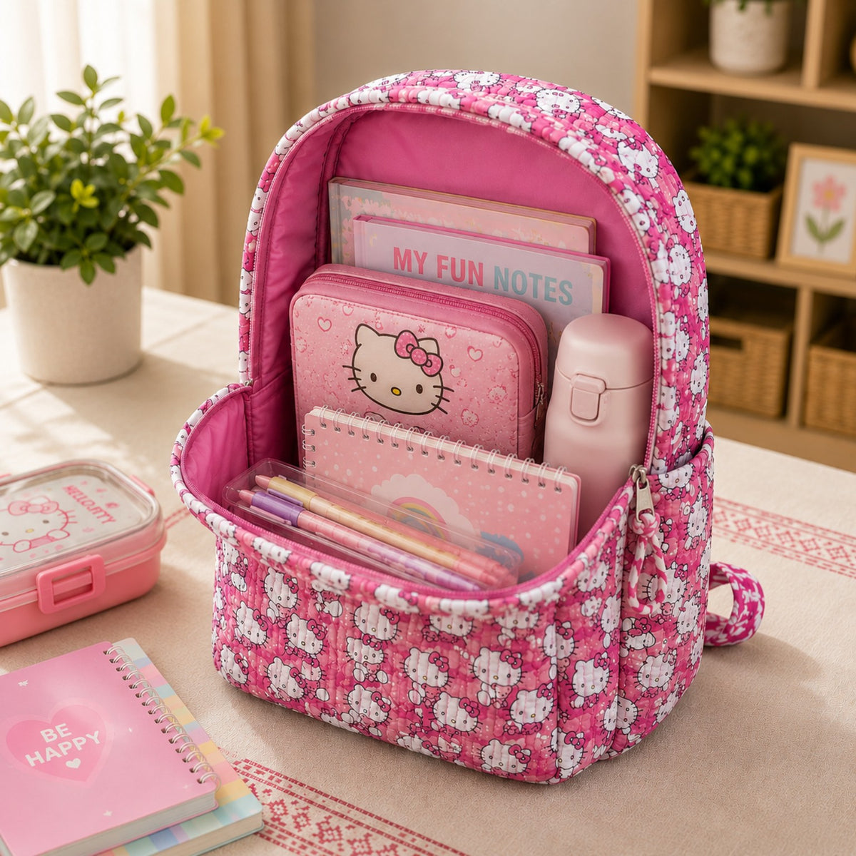 Kitty Cotton Quilted Kids Backpack