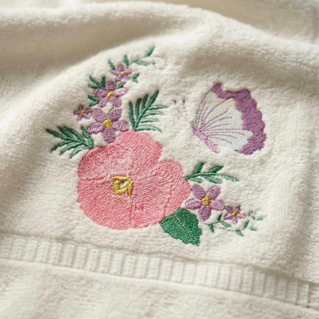 Pushp Vana Embroidered Cotton Hand Towel Set