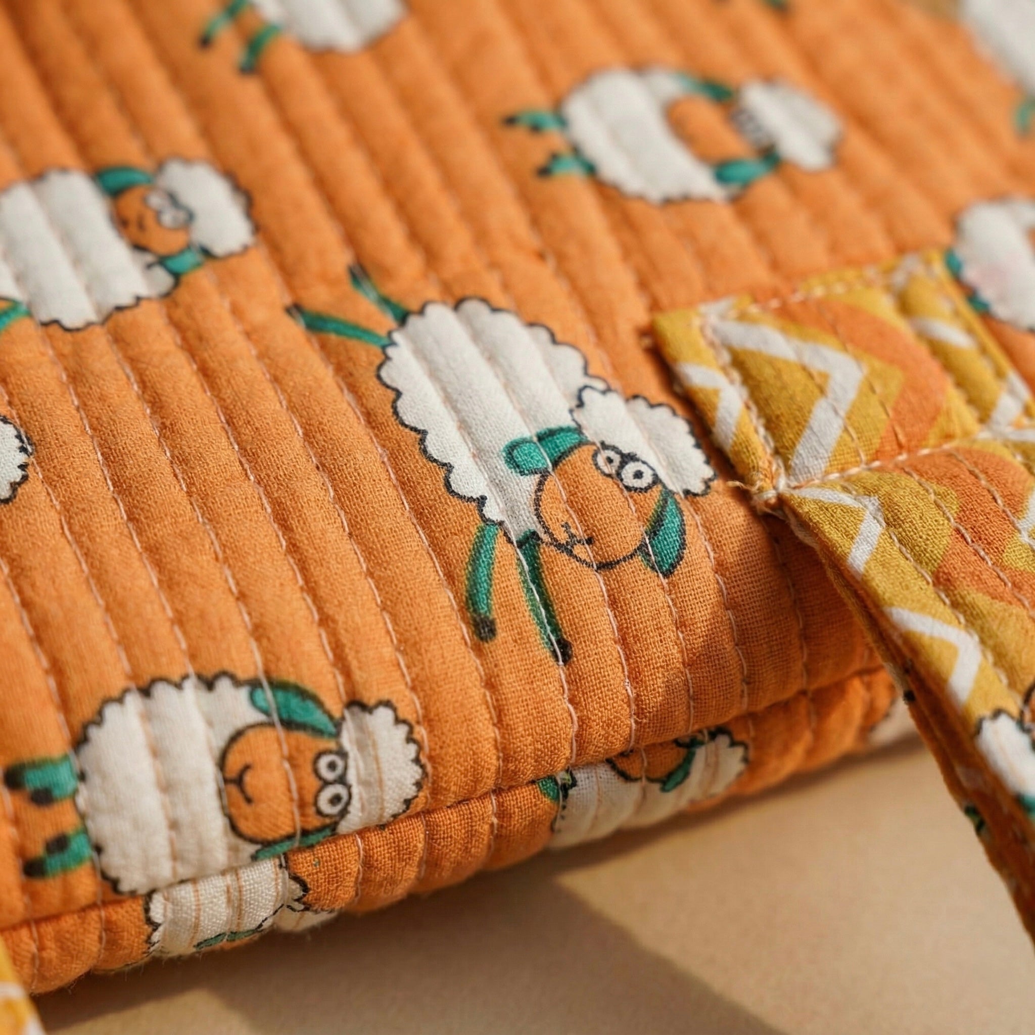 Sheepy Quilted Cotton Mini Tote Bag