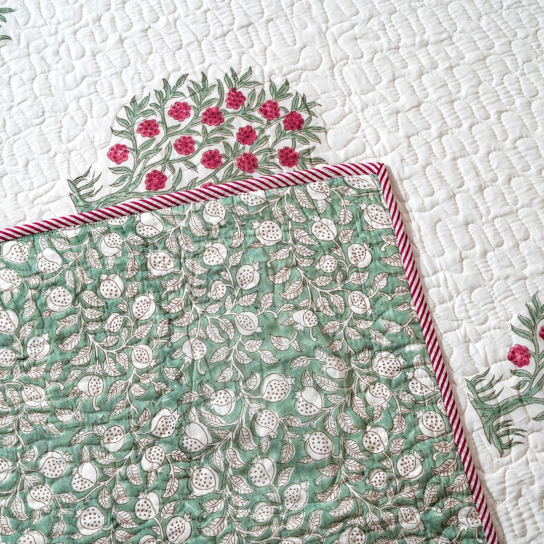Gulbagh Blossom Quilted Cotton Bedcover Set