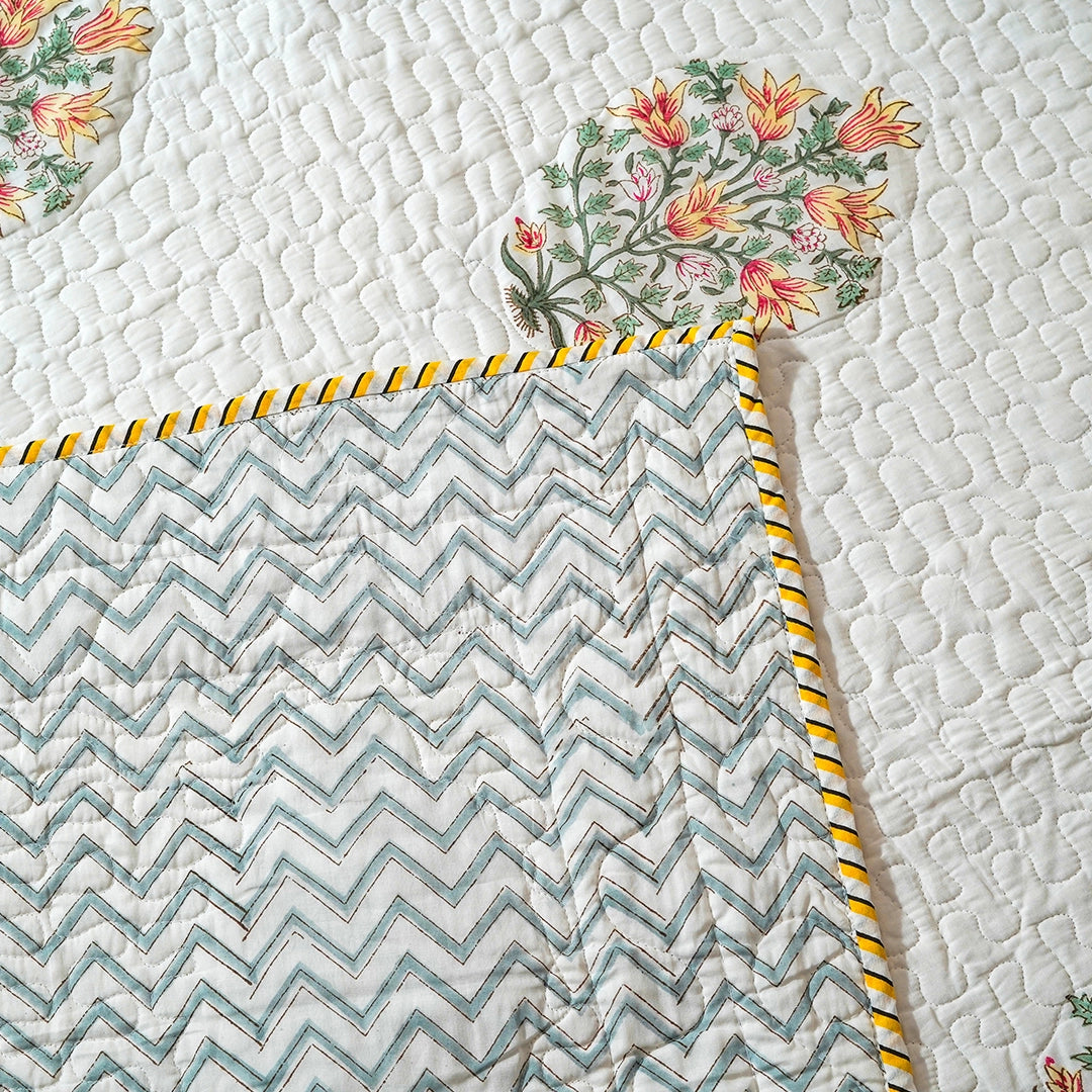 Pushp Vatika Quilted Cotton Bedcover Set