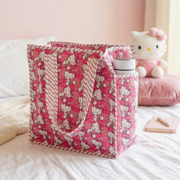 Kitty Pop Quilted Cotton Mini Tote Bag