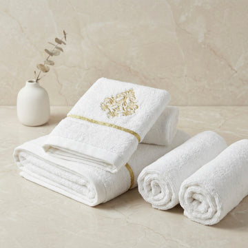 Regal Gold Embroidered Cotton Face Towel Set