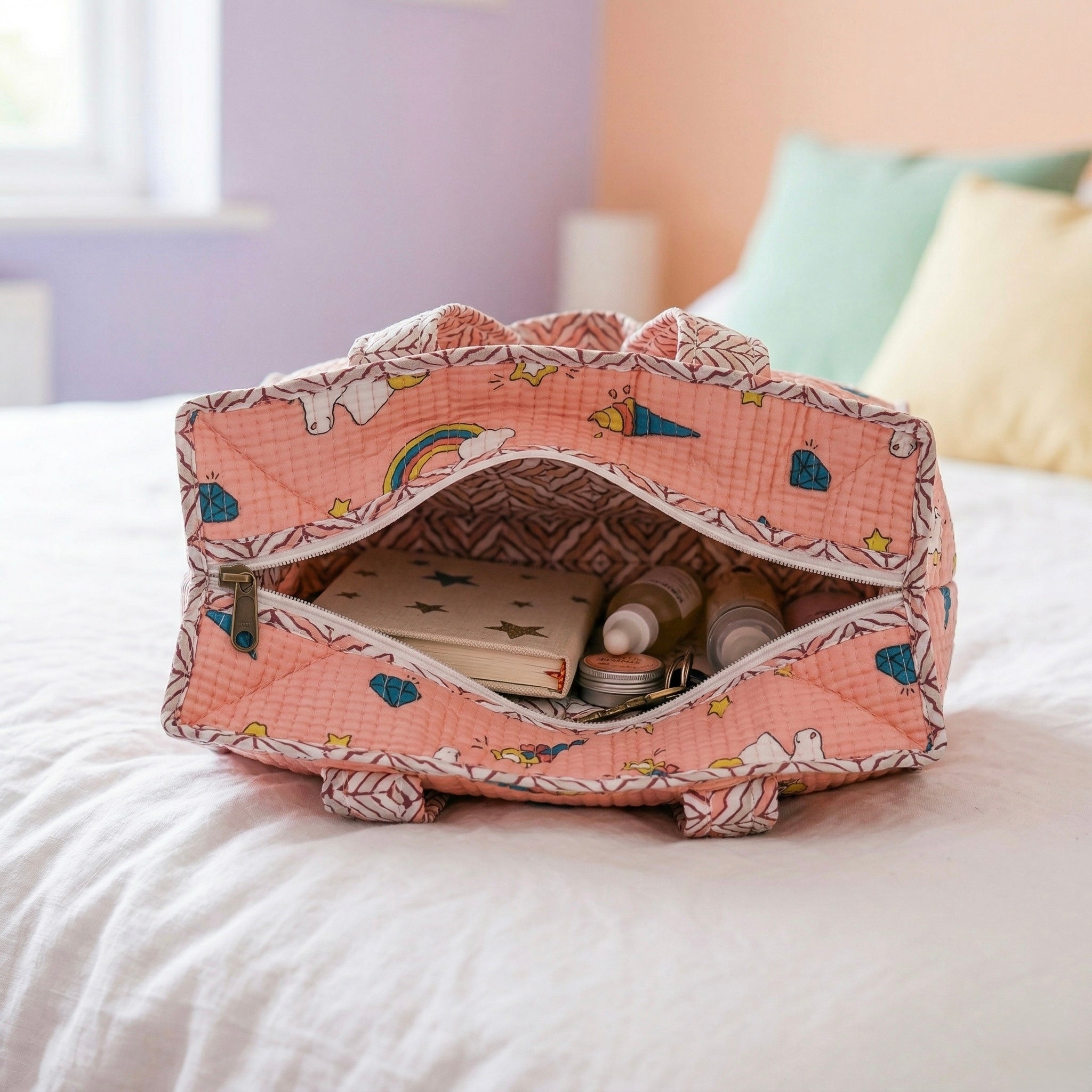 Unicorn Dream Quilted Cotton Mini Tote Bag