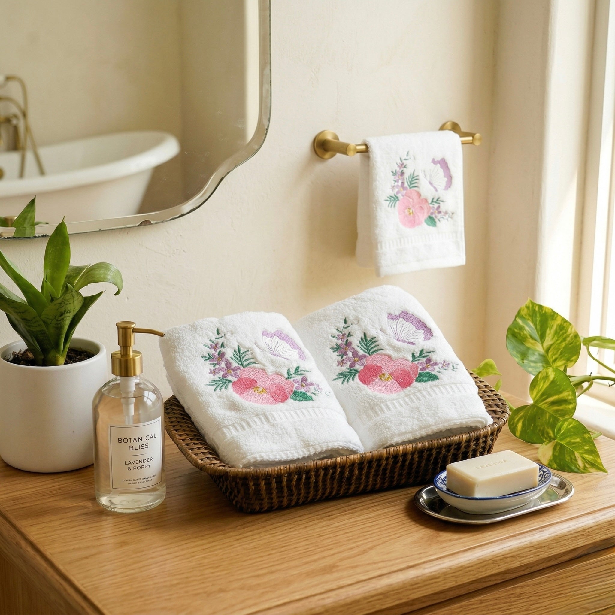 Pushp Vana Embroidered Cotton Hand Towel Set