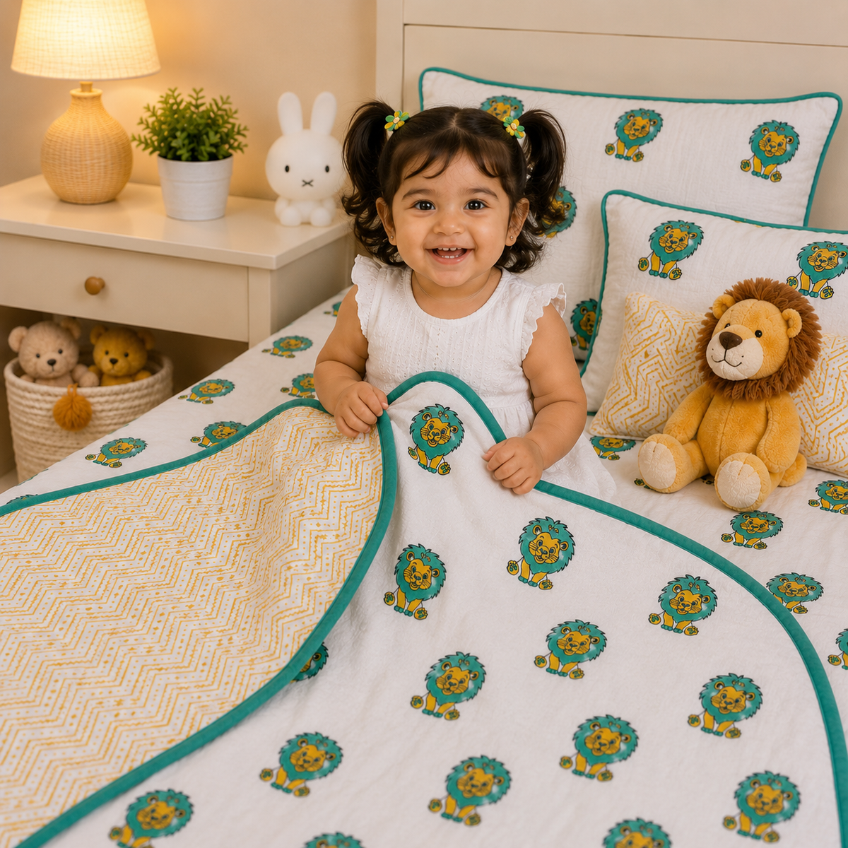 Pure Cotton Lion Print Baby Dohars
