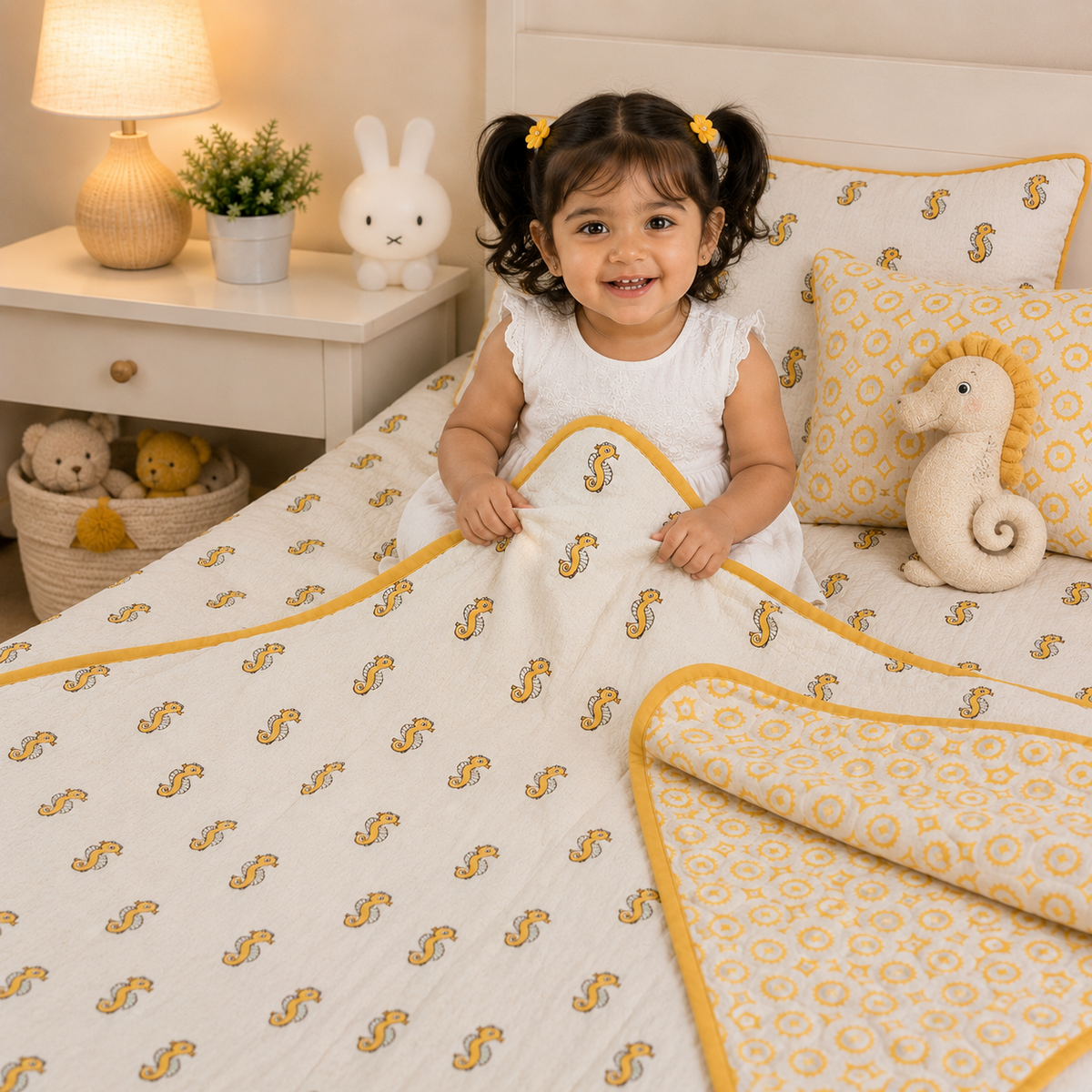 Pure Cotton Seahorse Print Baby Dohar