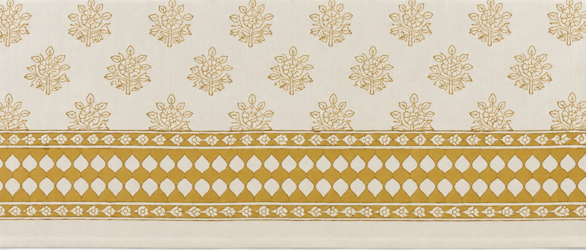 Golden Floral Printed Cotton Table (6 seater)