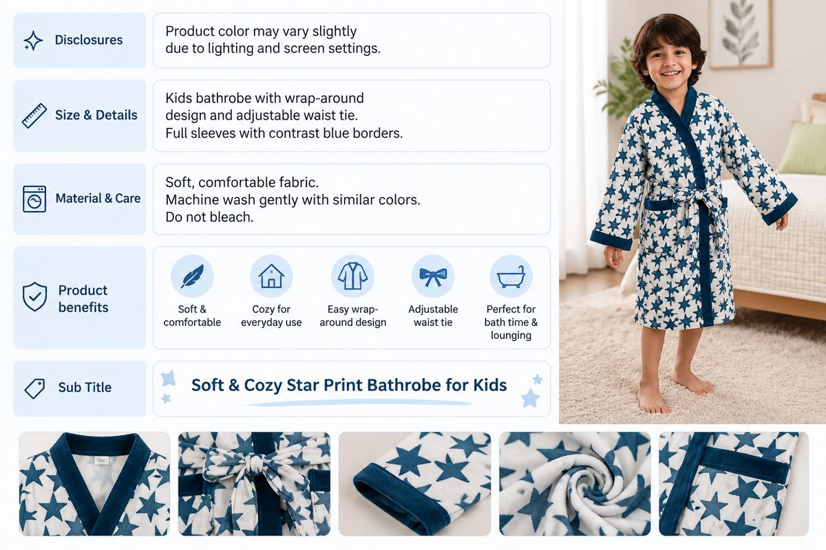 Kids Star Print Bathrobe