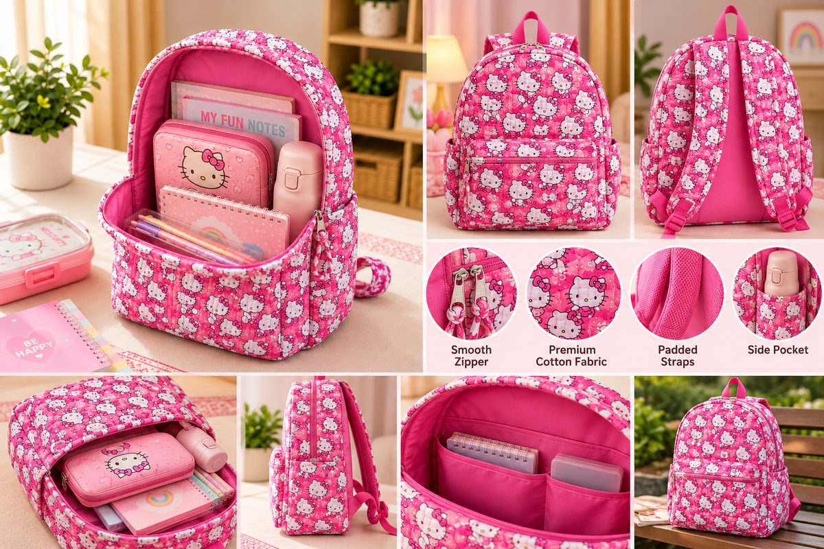 Kitty Cotton Quilted Kids Backpack