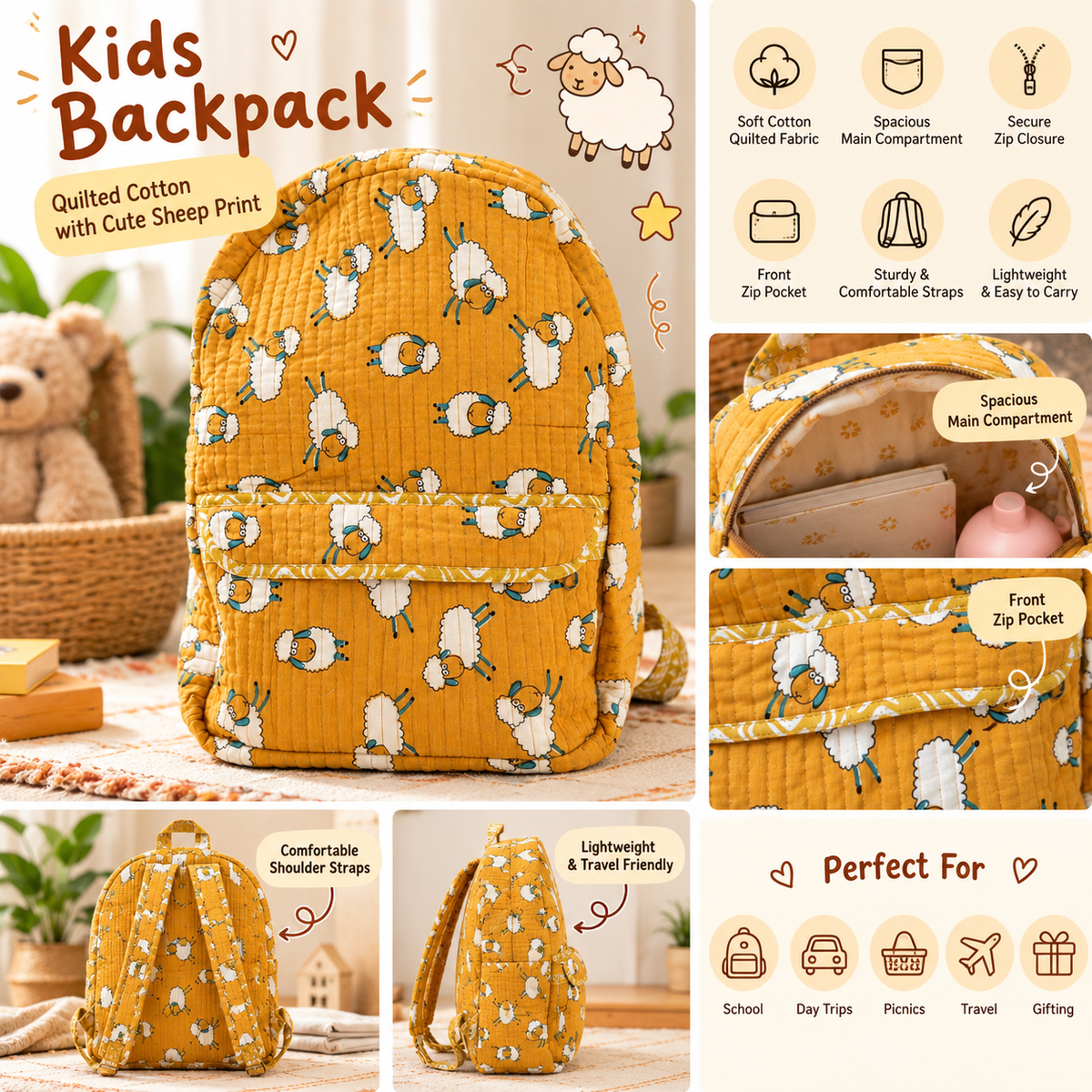 Sheep Cotton Kids Back Pack