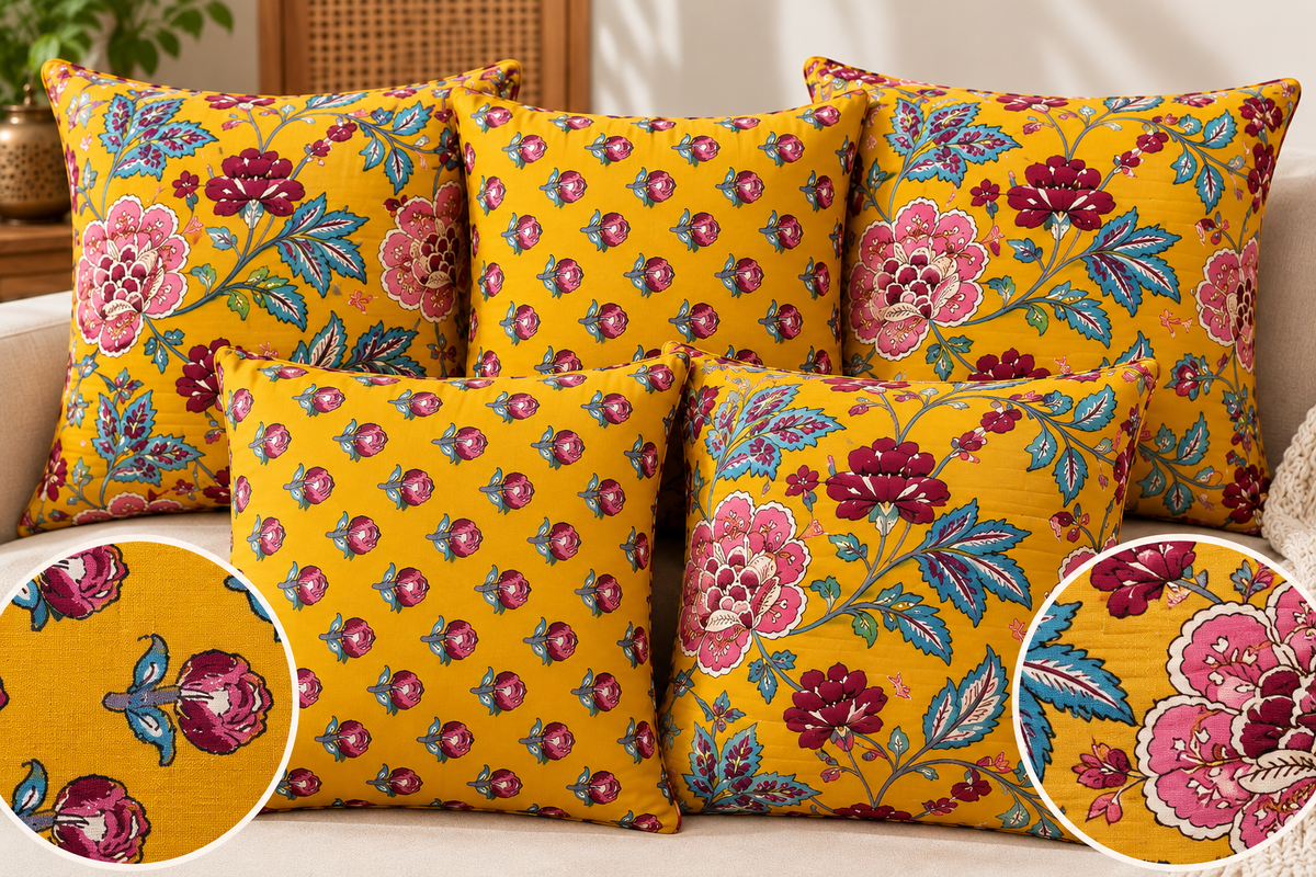 Handblock Printed Cushion Covers (Set of 5)