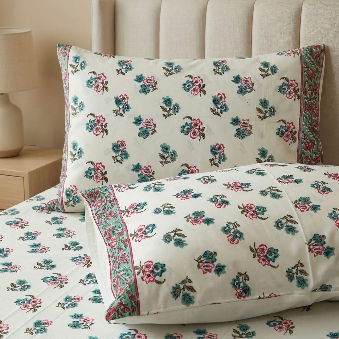 Vintage Rose Percale Cotton King Bedsheet Set
