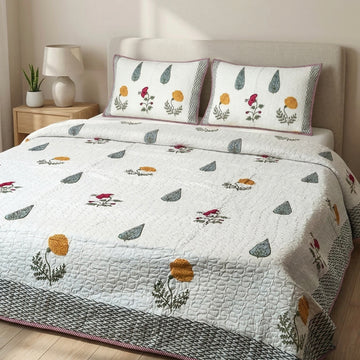 Phool Vatika Quilted Cotton Bedcover Set