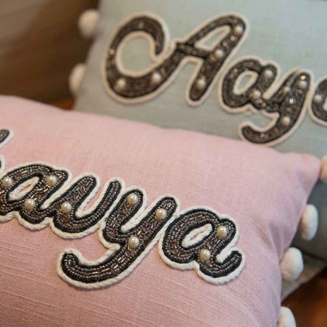 Personalized Name Embroidered Cushion Cover