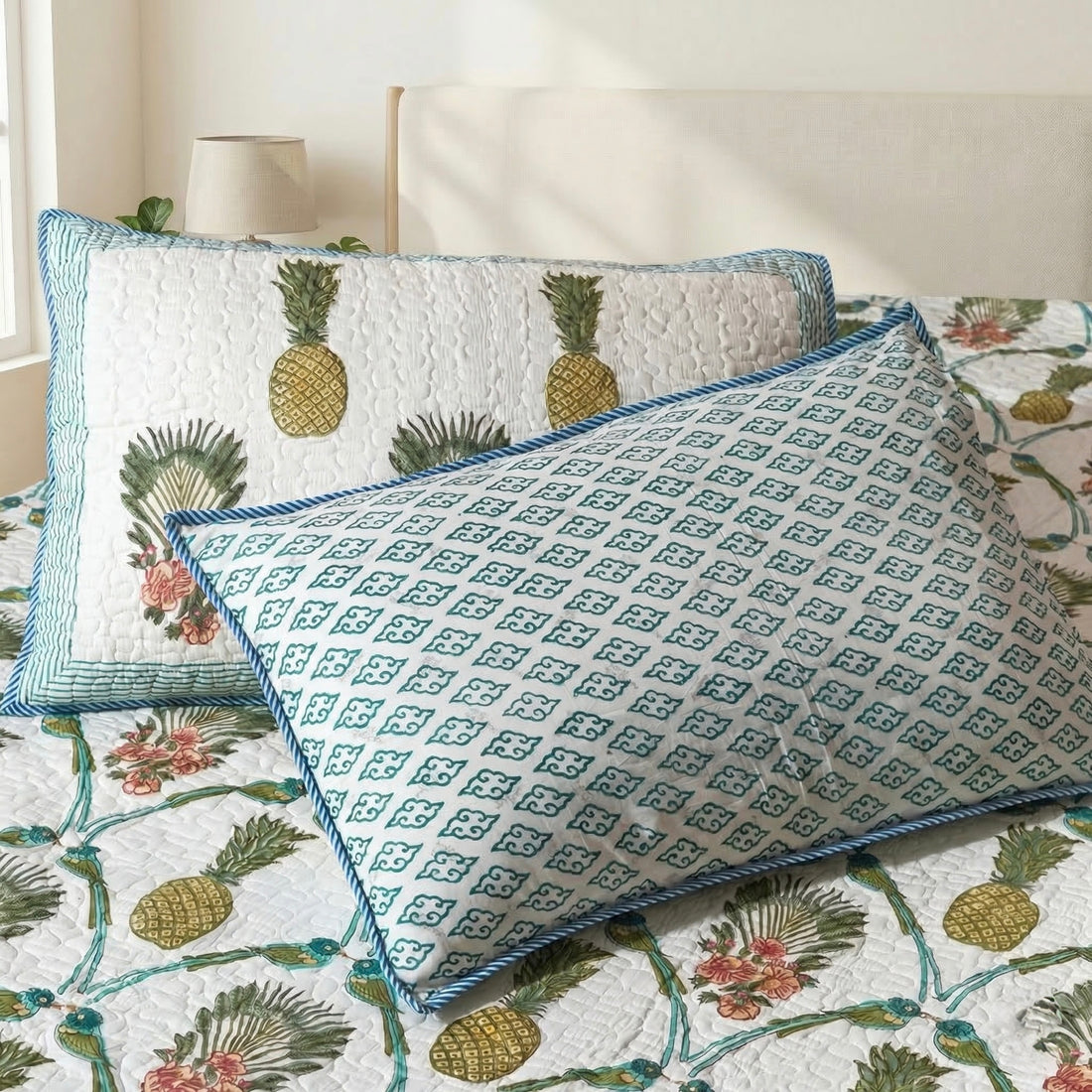 Anaanaas Vatika Quilted Cotton Bedcover Set