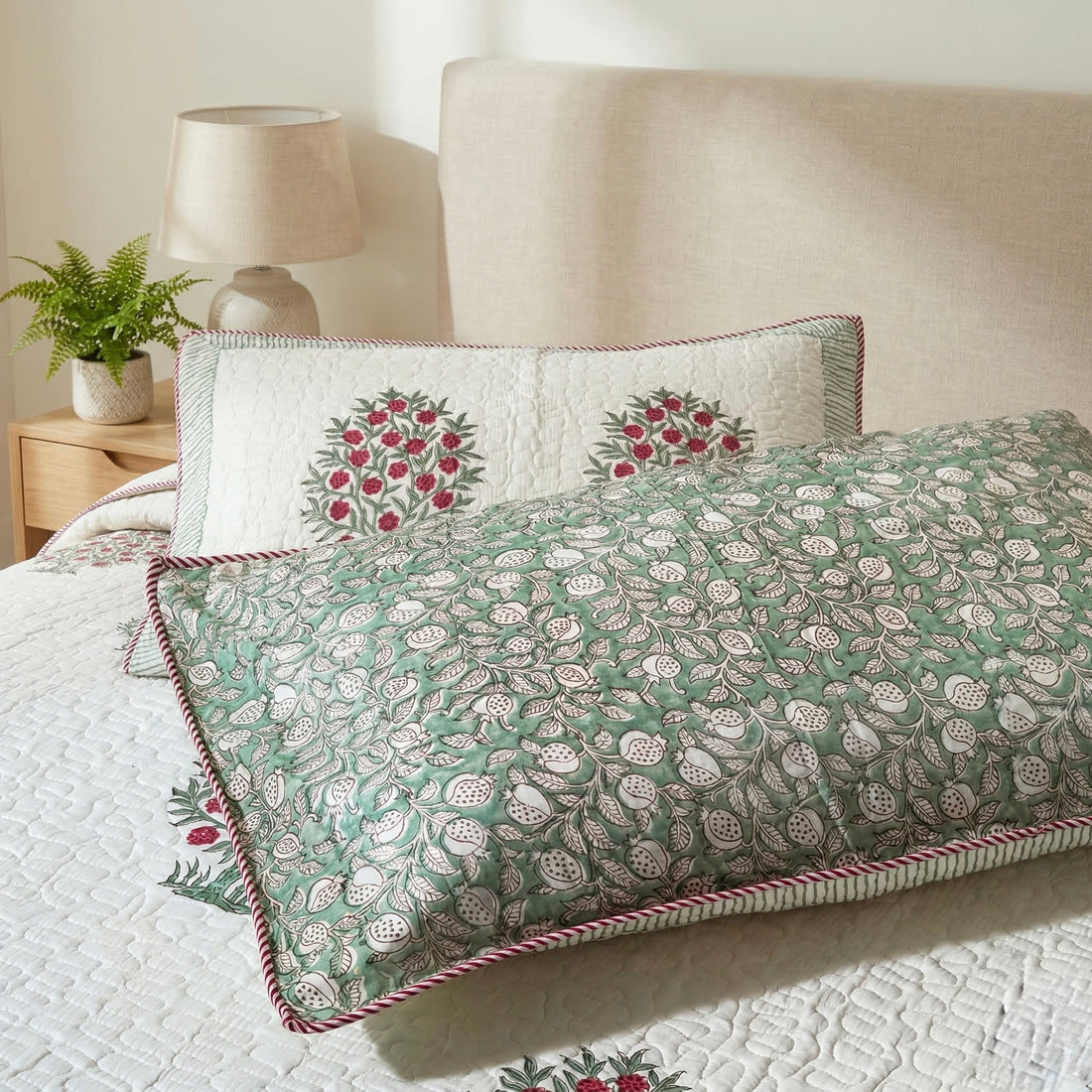Gulbagh Blossom Quilted Cotton Bedcover Set
