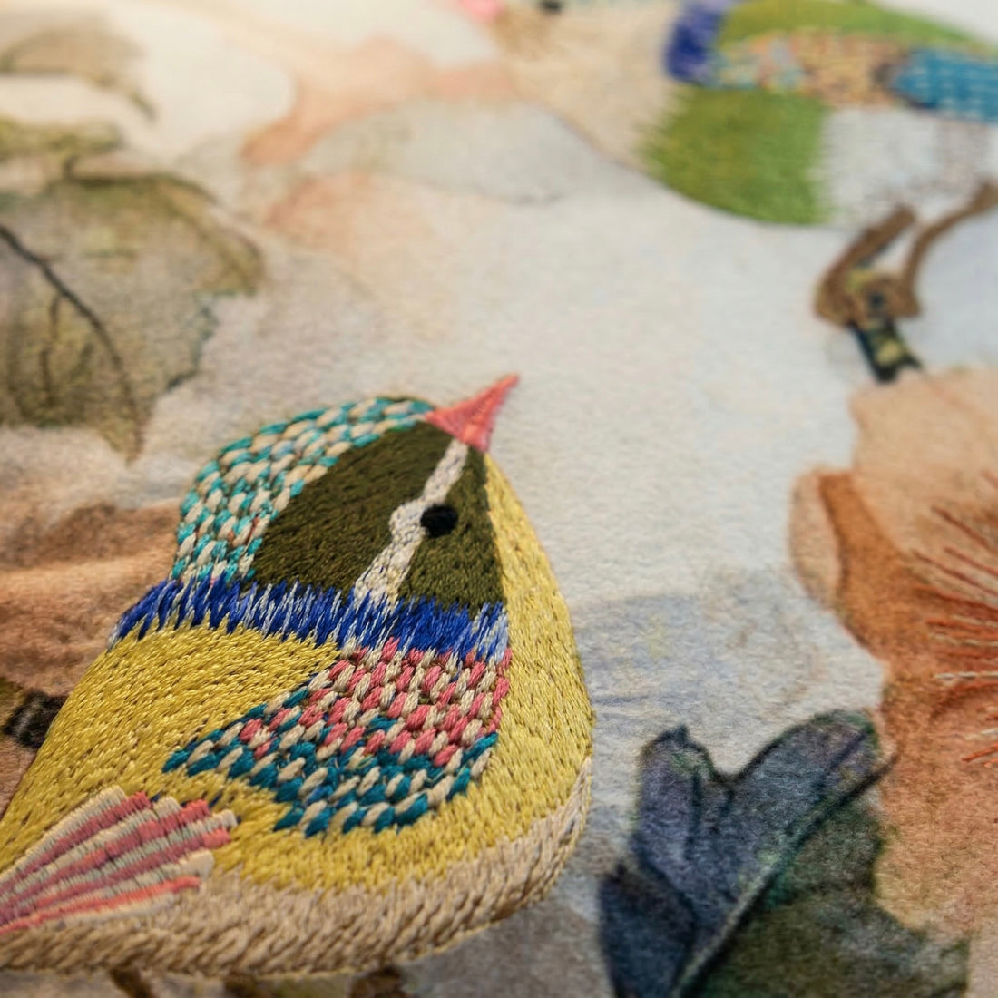 Whispering Songbird Embroidered Cushion Cover