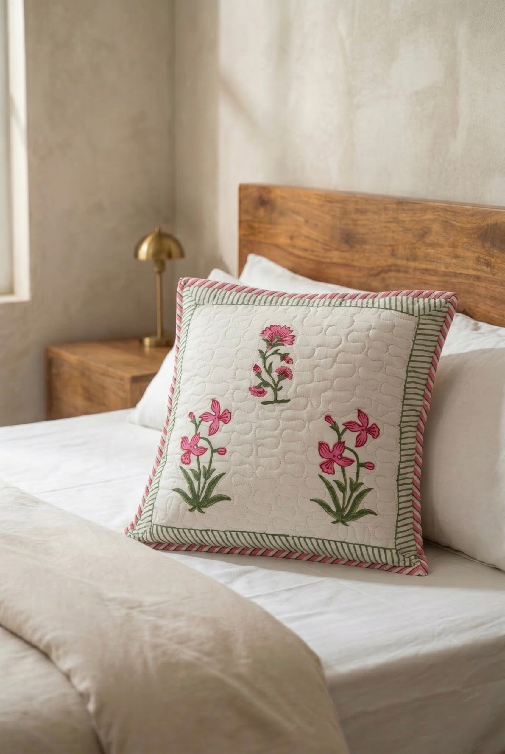 Mughal Garden Quilted Cushion Covers – Set of 2