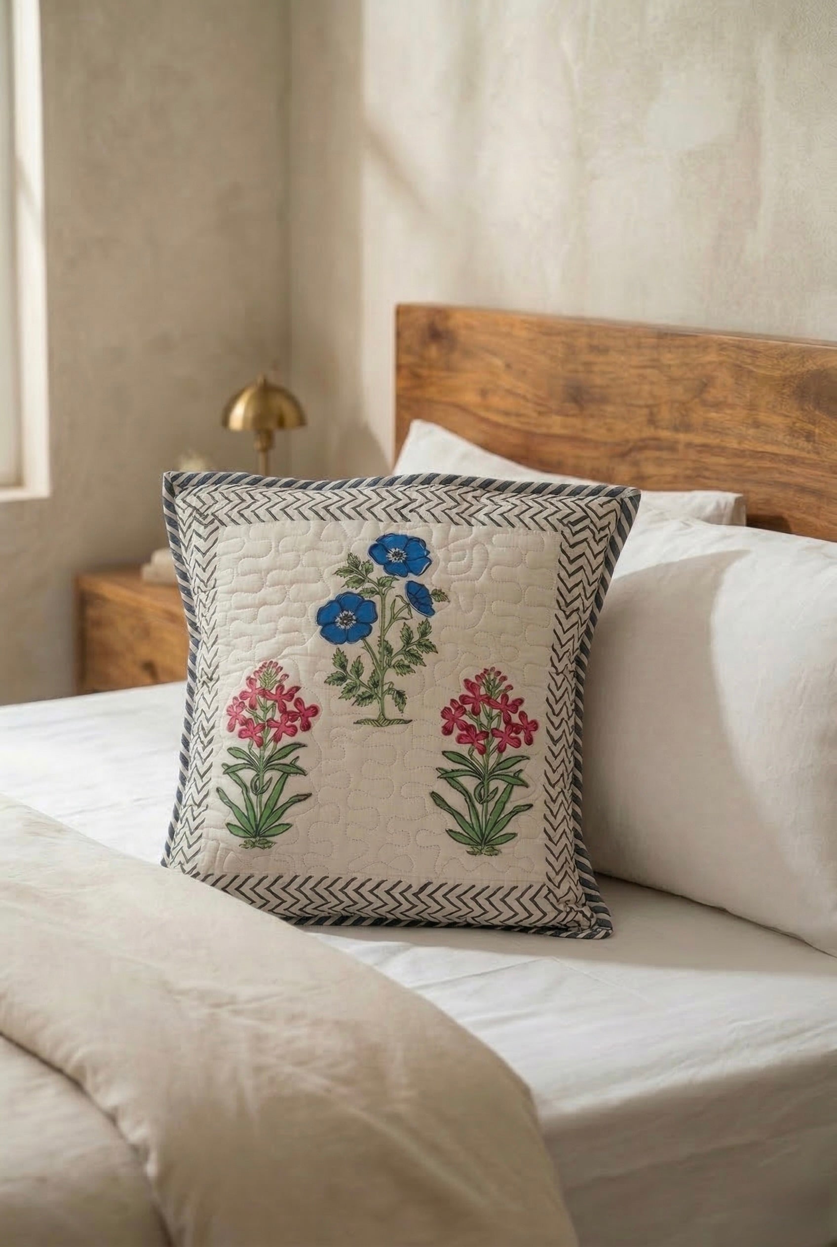 Mughal Garden Quilted Cushion Covers – Set of 2