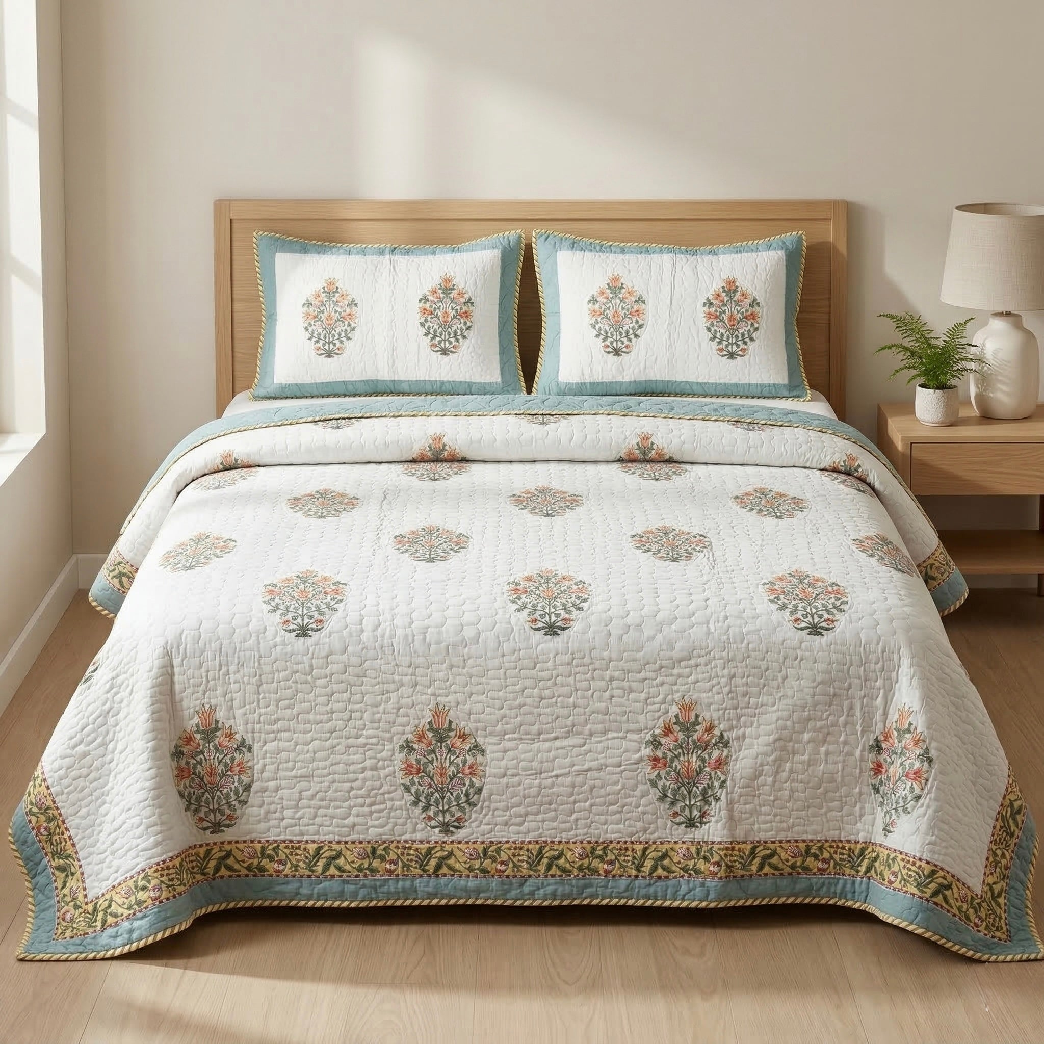 Pushp Vatika Quilted Cotton Bedcover Set