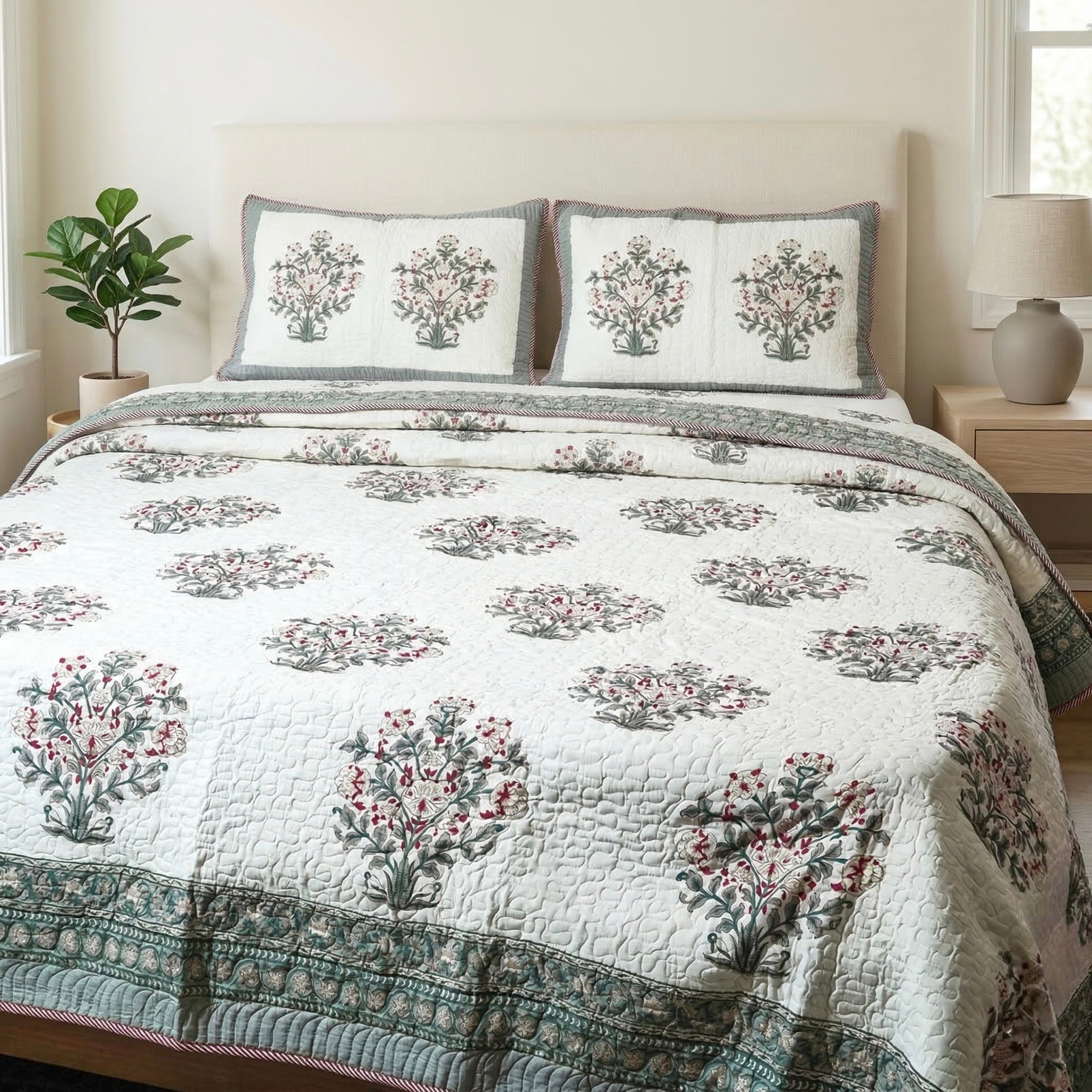Gulbagh Quilted Cotton Bedcover Set