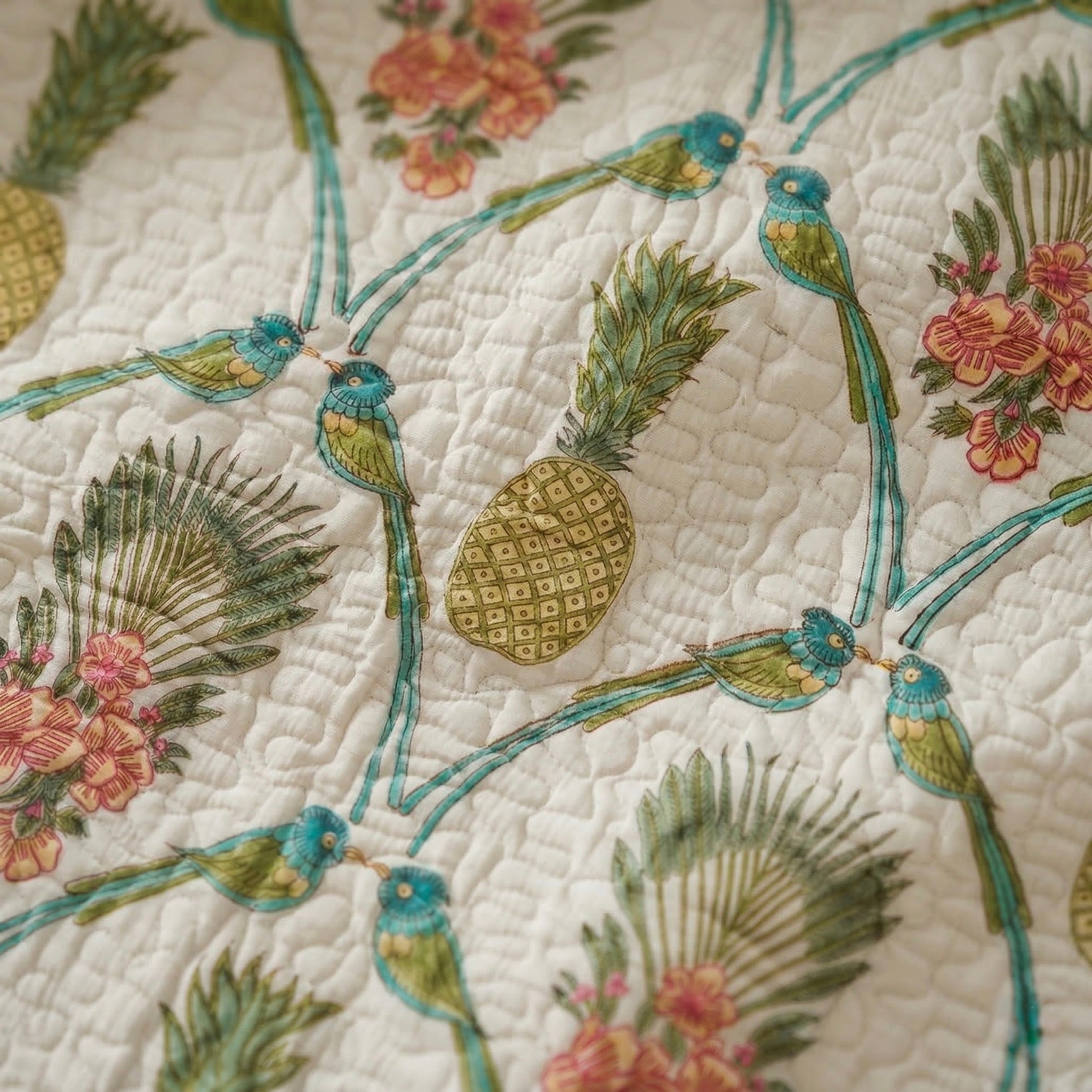 Anaanaas Vatika Quilted Cotton Bedcover Set